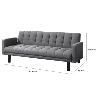 Modway Furniture 74 Inch Sofa Bed, Tufted Gray Linen Like Fabric, Track Arms, Hardwood Frame - BM294848-BENZARA