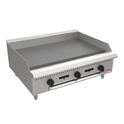 BakeMax  36" Countertop Heavy Duty Natural Gas Griddle w/ Manual Controls, 90,000 BTU - BACG36-3