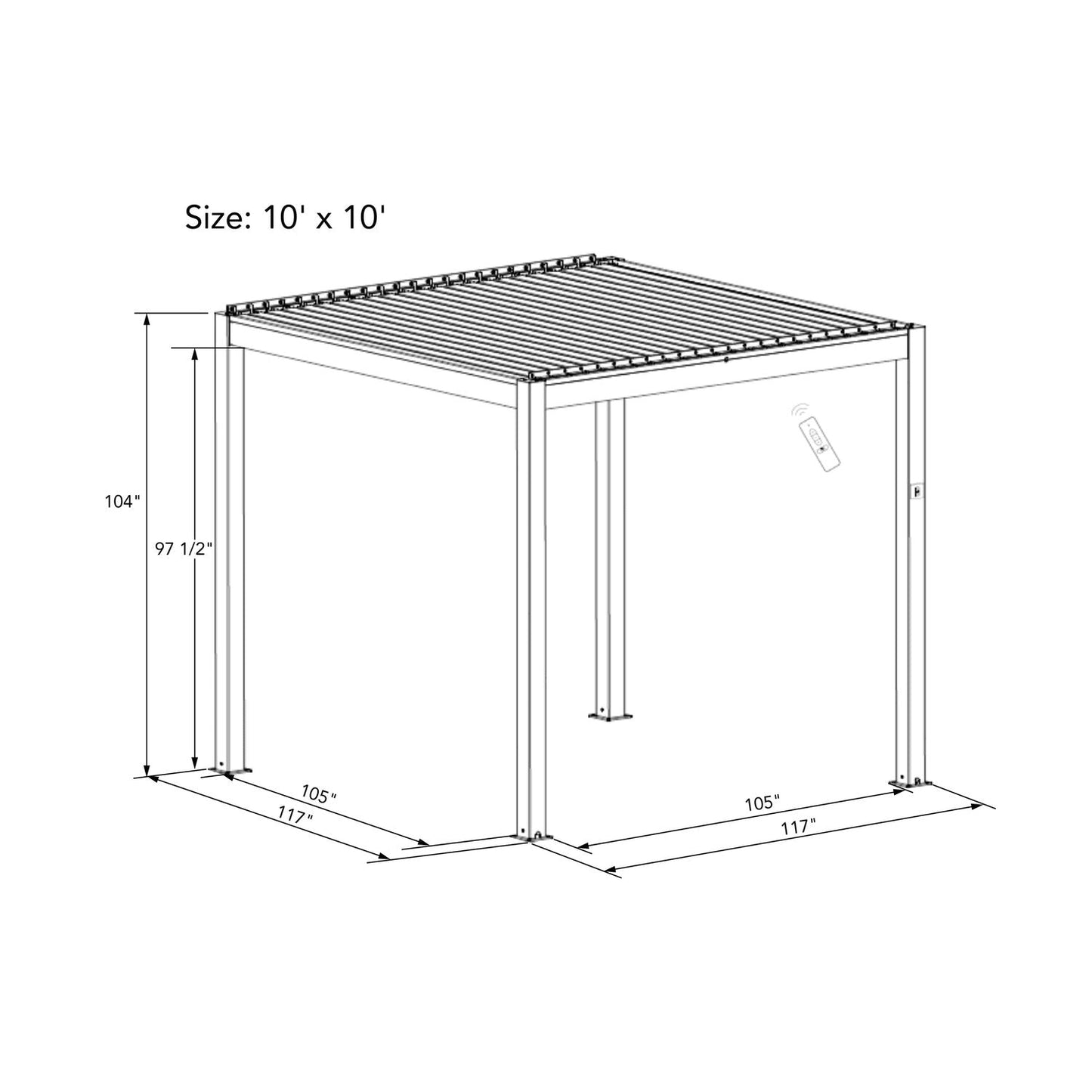 Bon Pergola 10' x 10' Freestanding Louvered Villa Pergola - VP-3325-WH