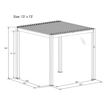 Bon Pergola 13' x 13' Freestanding Louvered Villa Pergola - VP-4425-WH