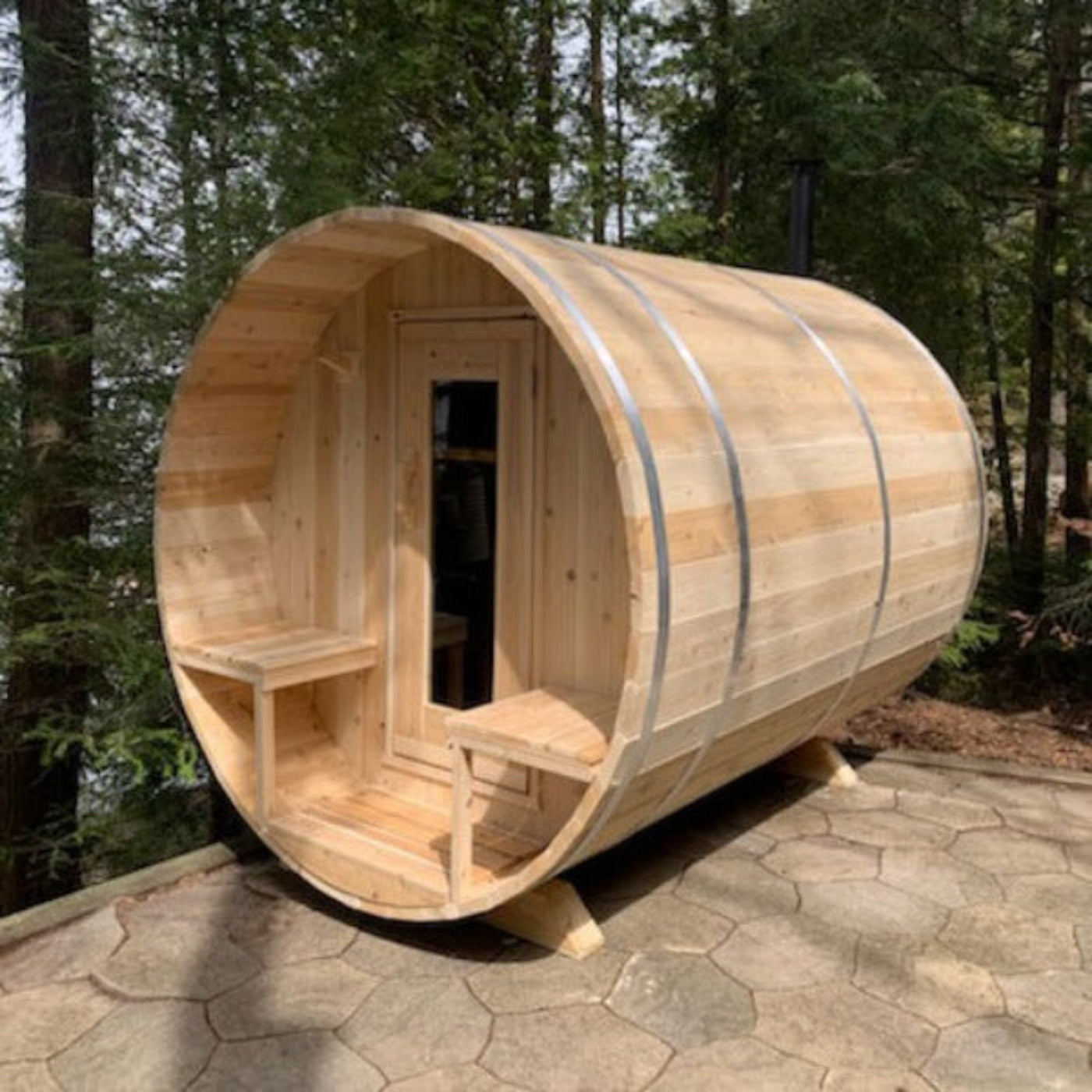 Dundalk LeisureCraft Canadian Timber Serenity 3-4 Person Barrel Sauna CTC2245W - CTC2245W-NH