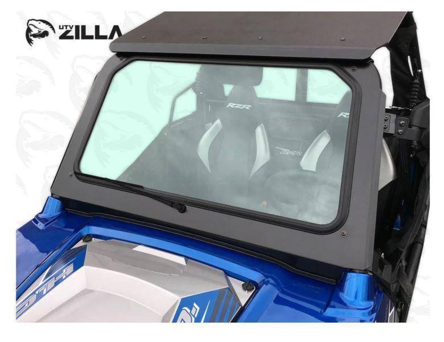 UTVZILLA Polaris RZR 570, 800, XP 900 Full Glass Windshield with Wiper (2008+) - ZL-RZ800-WS-GLS-BLK-Y