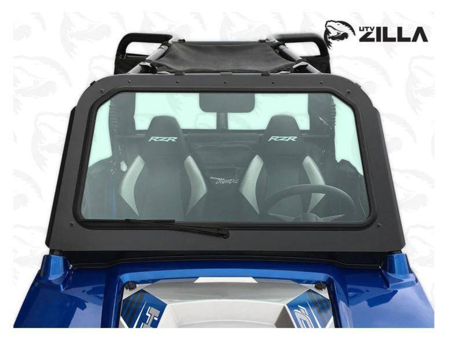 UTVZILLA Polaris RZR 570, 800, XP 900 Full Glass Windshield with Wiper (2008+) - ZL-RZ800-WS-GLS-BLK-Y