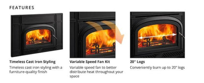 Vermont Castings Montpelier II Cast Iron Wood Burning Fireplace Insert - MONTP-II-CB