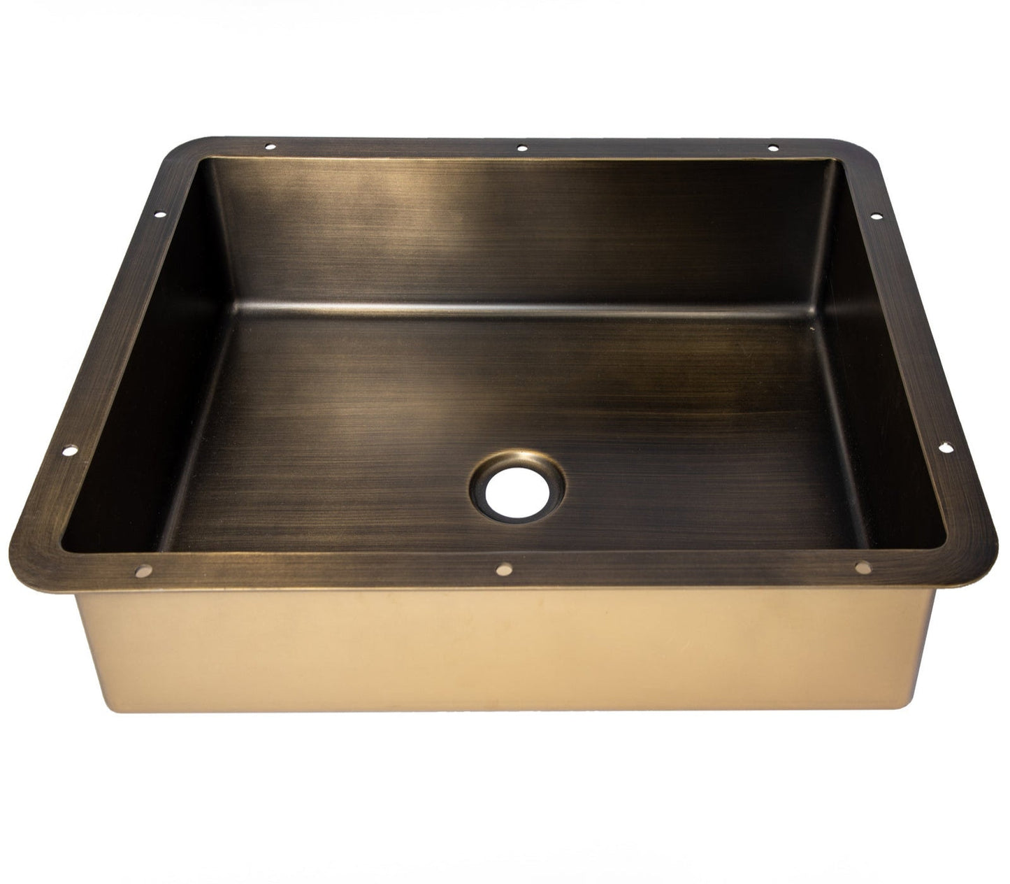 Rectangular 20' x 16" Undermount Stainless Steel Bathroom Sink and Drain in Antique Gold - EB_SS051AT