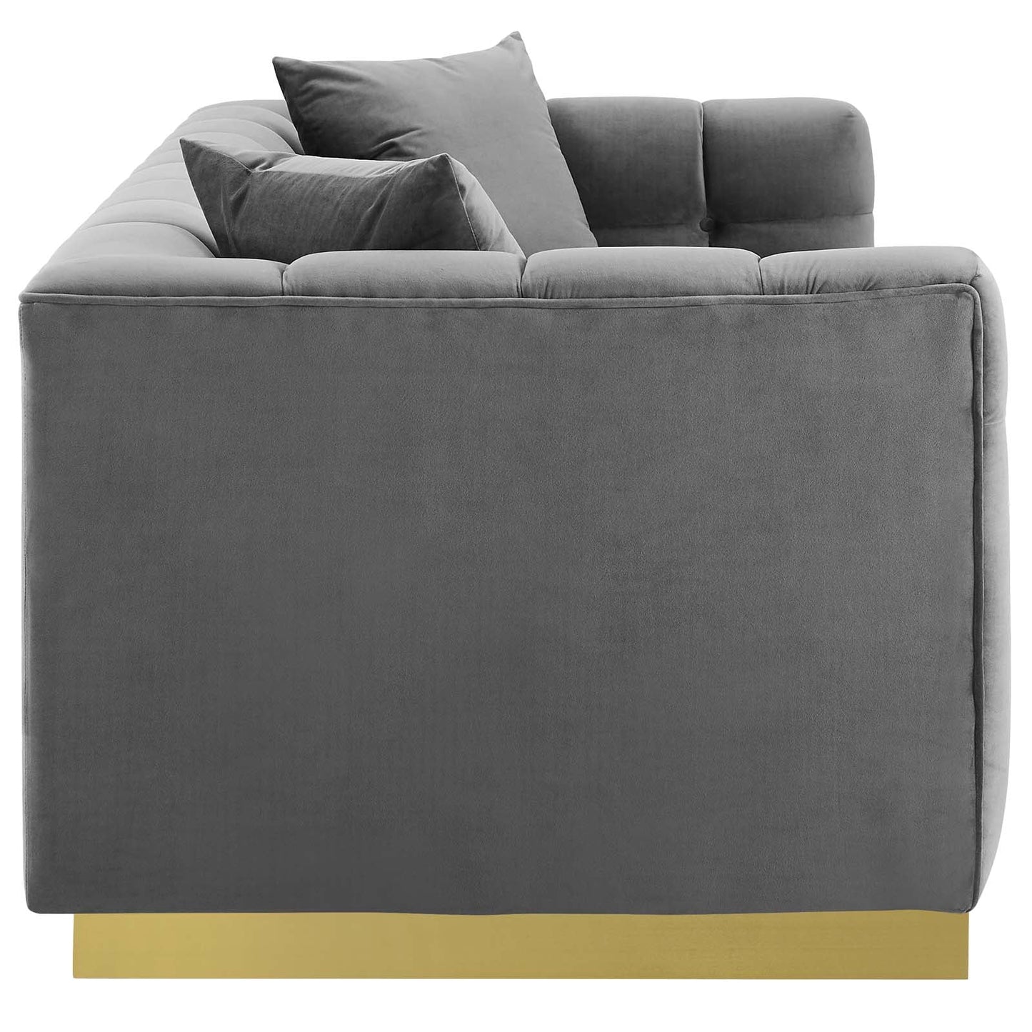 Modway Furniture Vivacious Biscuit Tufted Velvet Sofa with Gold Base – Luxurious Comfort & Vintage Style Living Room