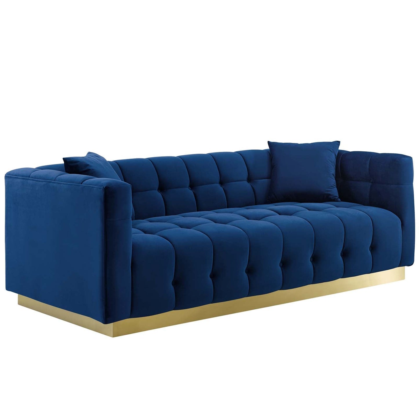 Modway Furniture Vivacious Biscuit Tufted Velvet Sofa with Gold Base – Luxurious Comfort & Vintage Style Living Room
