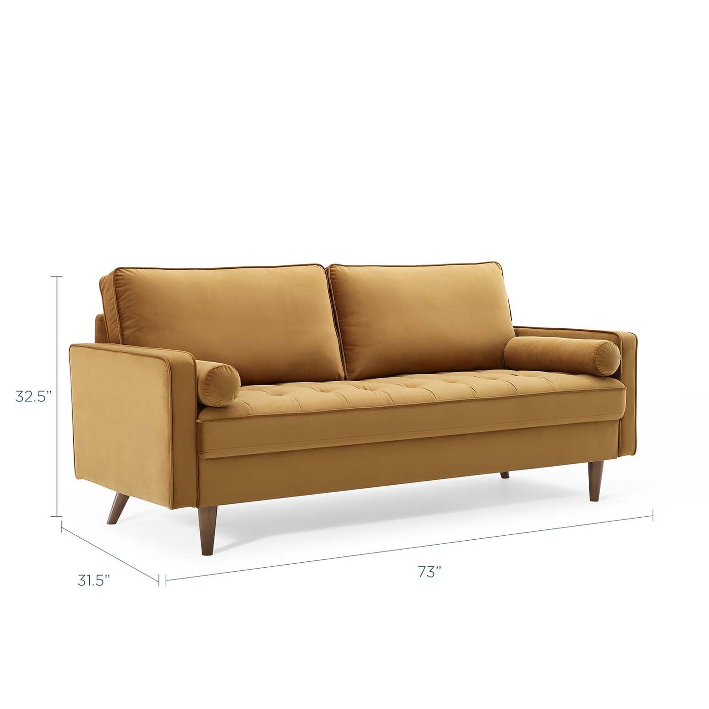 Modway Furniture Valour Modern Velvet Sofa - Stylish Mid-Century Design with Stain-Resistant Fabric & Pocket Coils