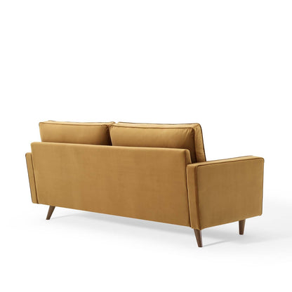 Modway Furniture Valour Modern Velvet Sofa - Stylish Mid-Century Design with Stain-Resistant Fabric & Pocket Coils