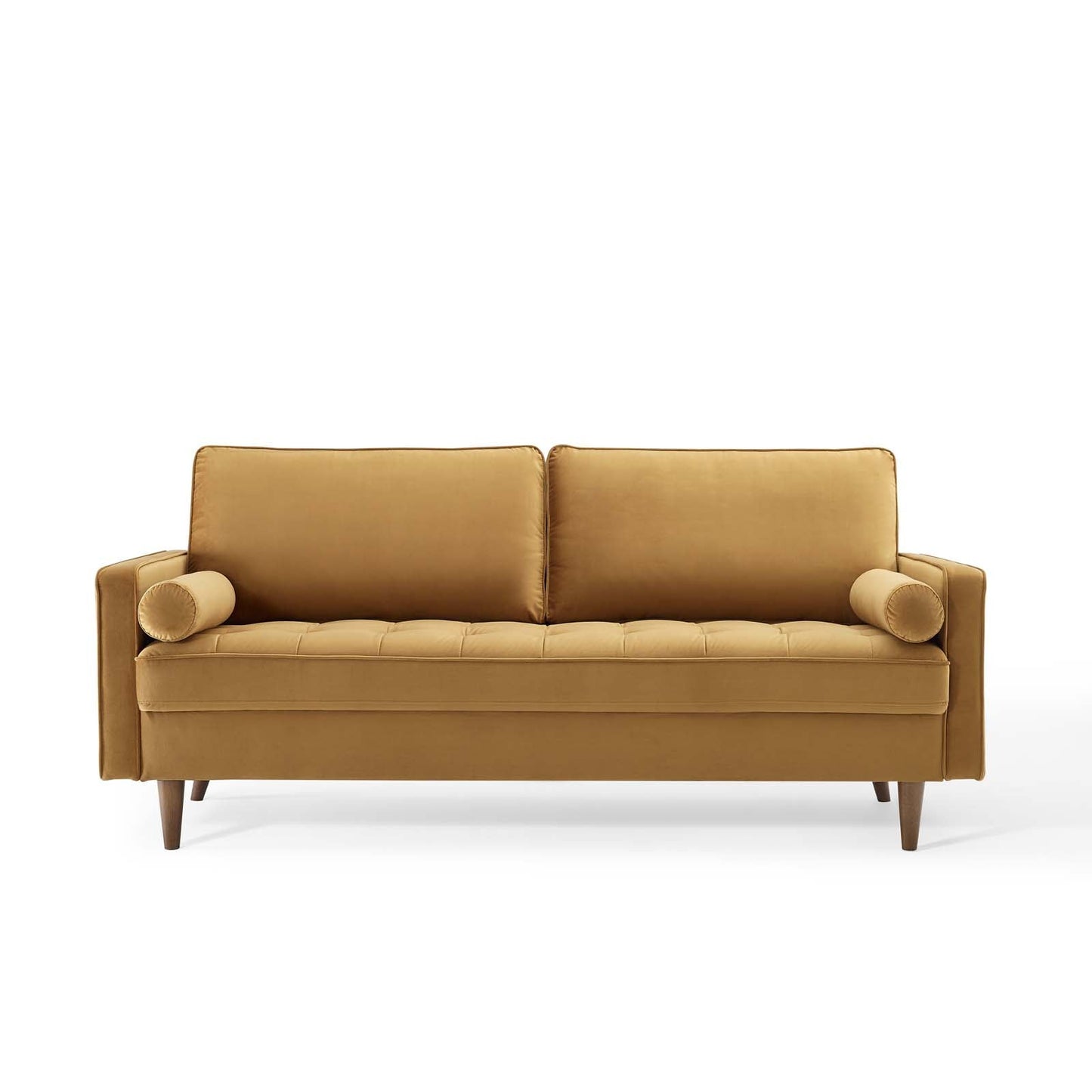 Modway Furniture Valour Modern Velvet Sofa - Stylish Mid-Century Design with Stain-Resistant Fabric & Pocket Coils