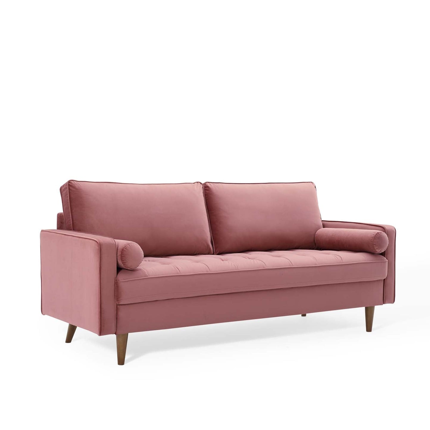 Modway Furniture Valour Modern Velvet Sofa - Stylish Mid-Century Design with Stain-Resistant Fabric & Pocket Coils
