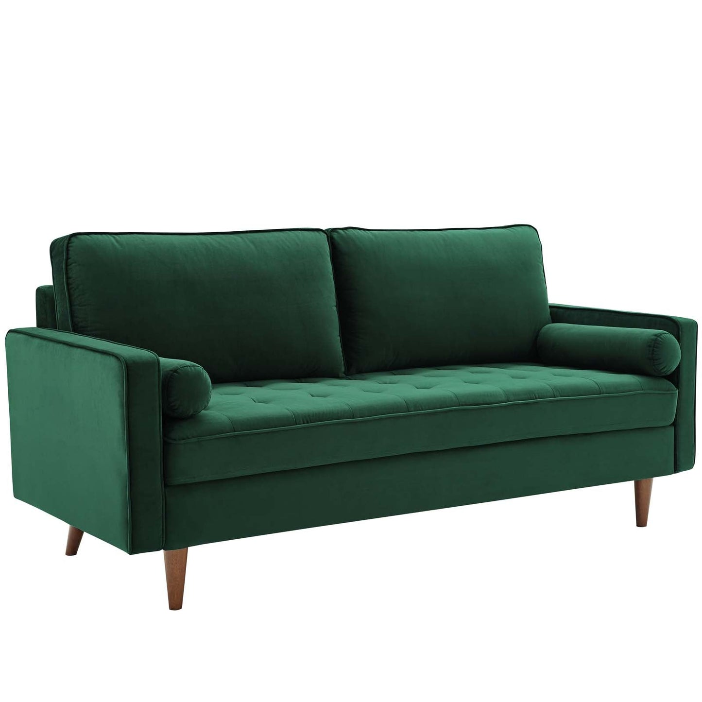 Modway Furniture Valour Modern Velvet Sofa - Stylish Mid-Century Design with Stain-Resistant Fabric & Pocket Coils