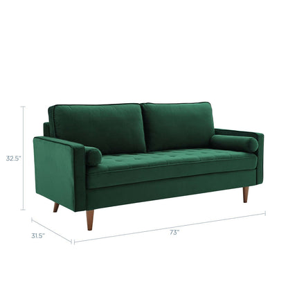 Modway Furniture Valour Modern Velvet Sofa - Stylish Mid-Century Design with Stain-Resistant Fabric & Pocket Coils