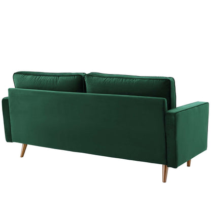 Modway Furniture Valour Modern Velvet Sofa - Stylish Mid-Century Design with Stain-Resistant Fabric & Pocket Coils