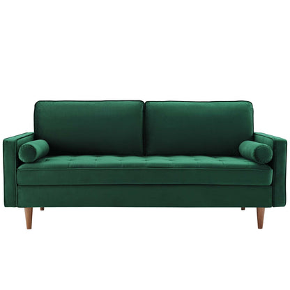 Modway Furniture Valour Modern Velvet Sofa - Stylish Mid-Century Design with Stain-Resistant Fabric & Pocket Coils