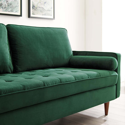 Modway Furniture Valour Modern Velvet Sofa - Stylish Mid-Century Design with Stain-Resistant Fabric & Pocket Coils