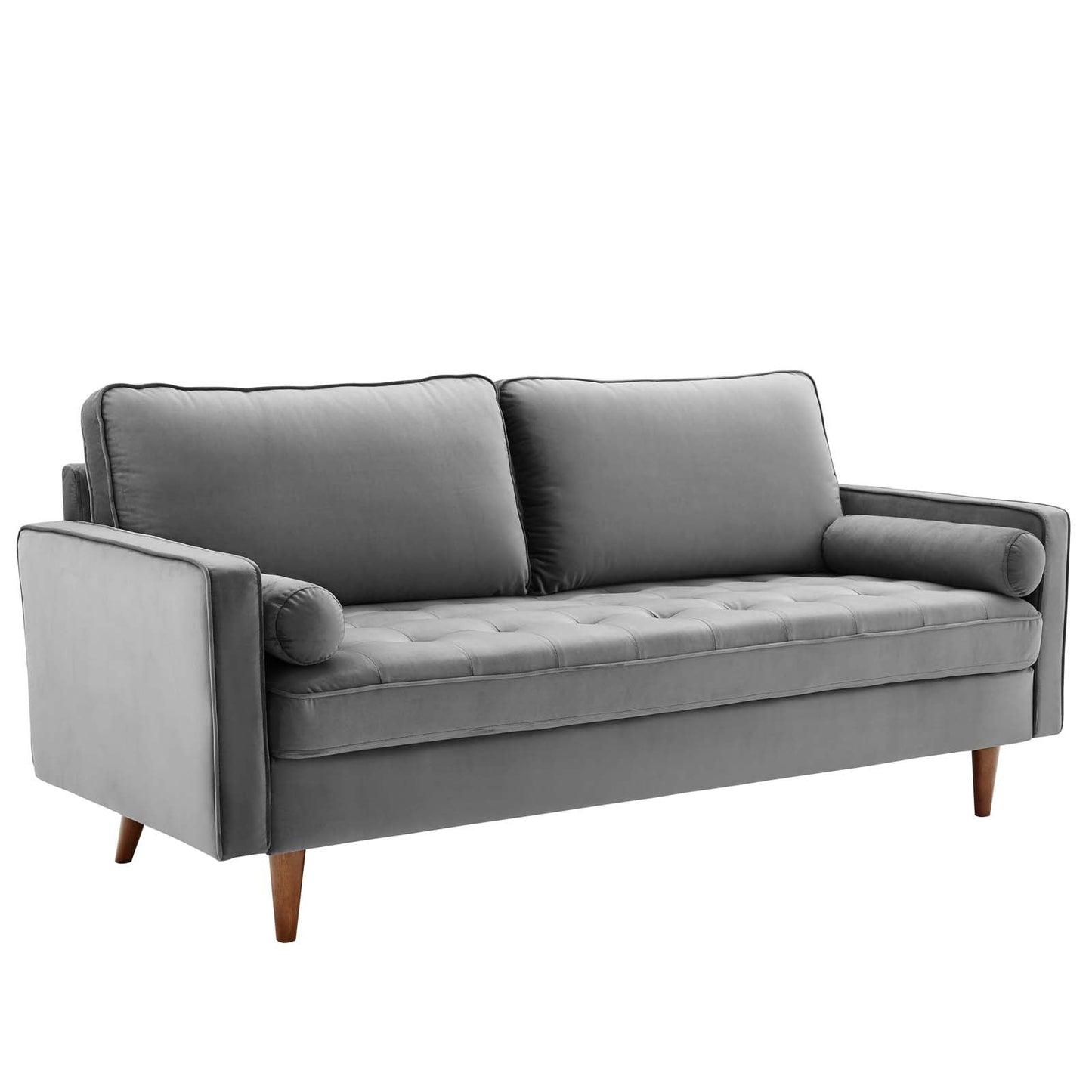 Modway Furniture Valour Modern Velvet Sofa - Stylish Mid-Century Design with Stain-Resistant Fabric & Pocket Coils