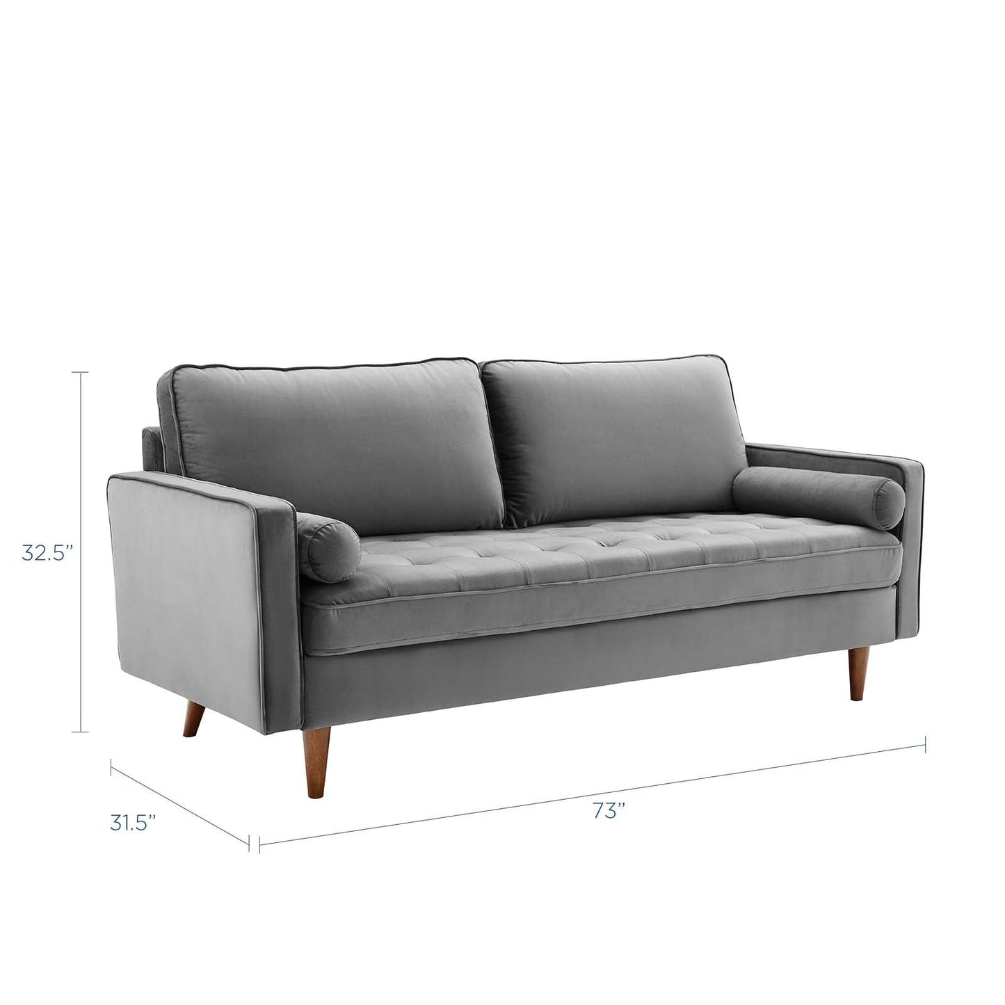 Modway Furniture Valour Modern Velvet Sofa - Stylish Mid-Century Design with Stain-Resistant Fabric & Pocket Coils