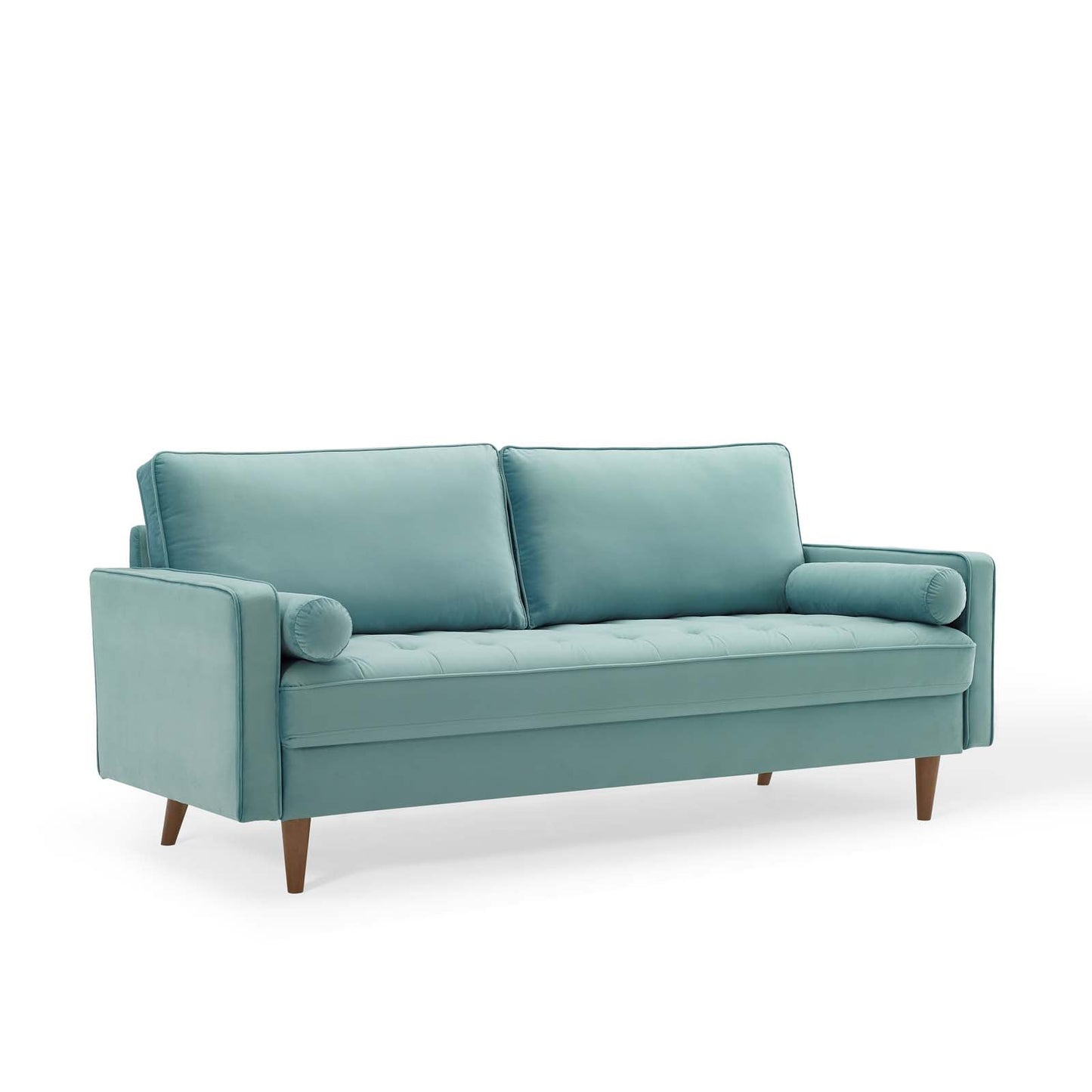 Modway Furniture Valour Modern Velvet Sofa - Stylish Mid-Century Design with Stain-Resistant Fabric & Pocket Coils