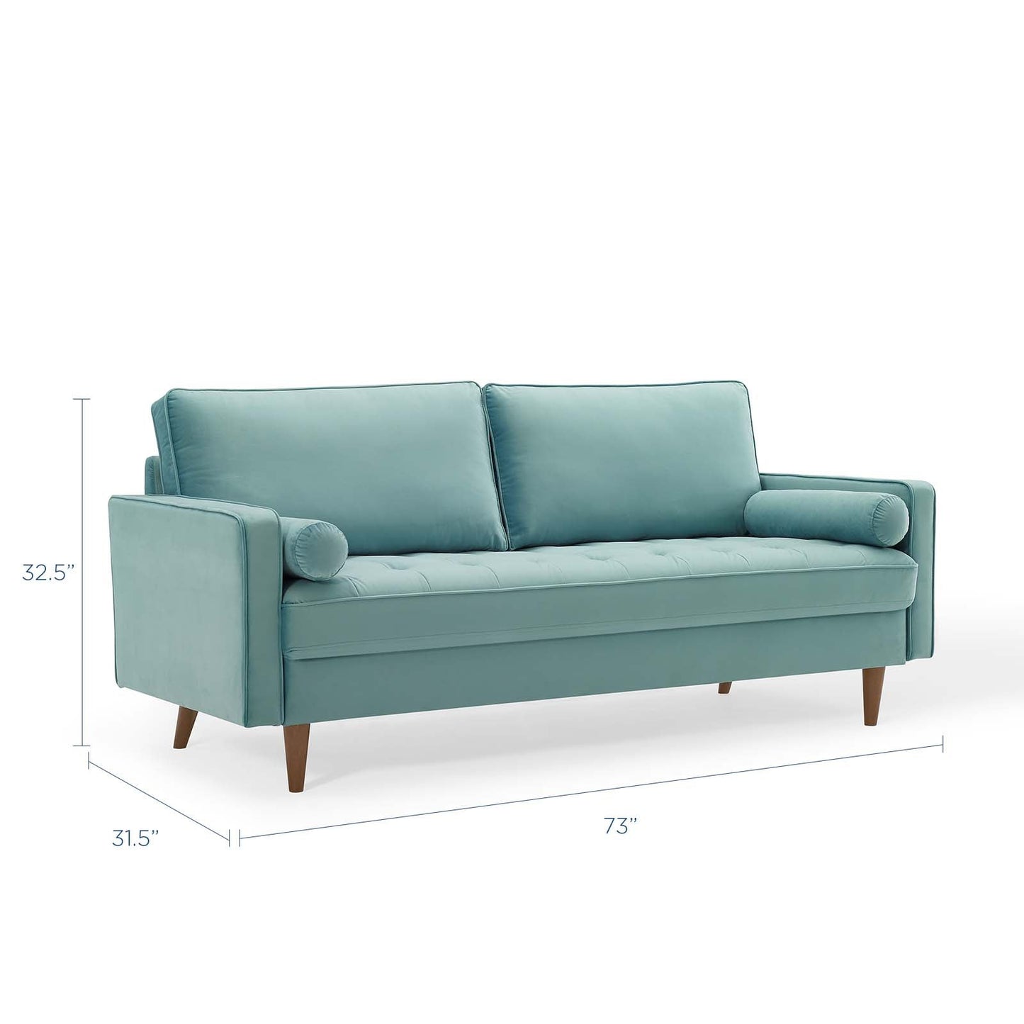 Modway Furniture Valour Modern Velvet Sofa - Stylish Mid-Century Design with Stain-Resistant Fabric & Pocket Coils