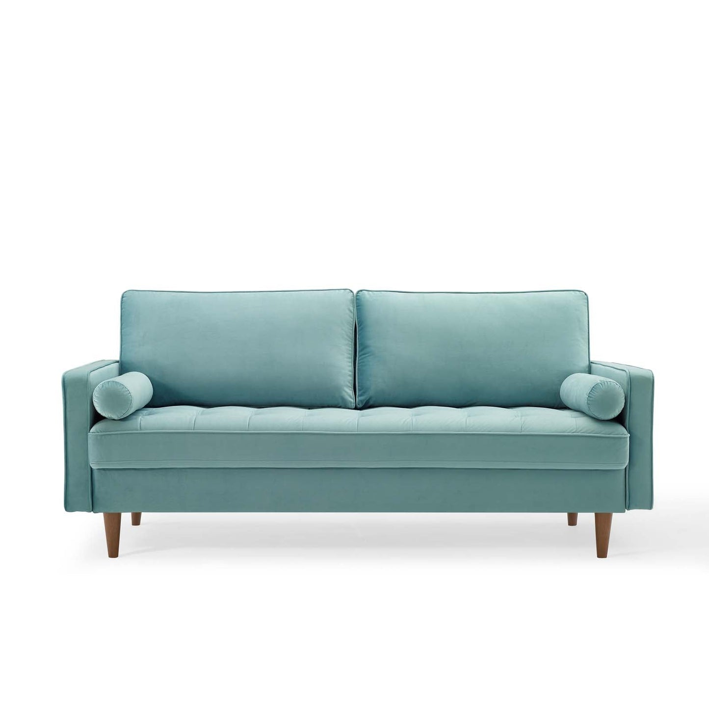 Modway Furniture Valour Modern Velvet Sofa - Stylish Mid-Century Design with Stain-Resistant Fabric & Pocket Coils