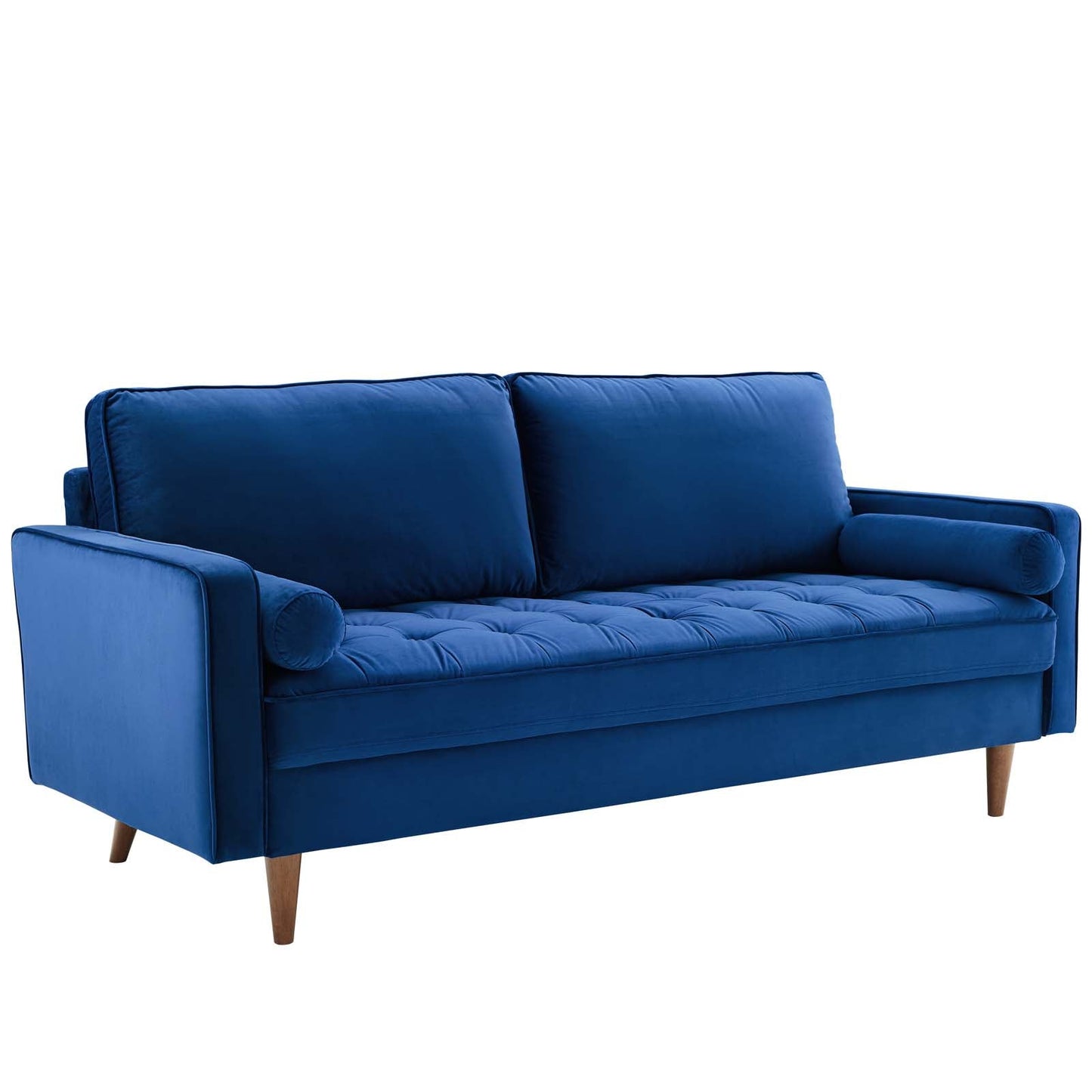 Modway Furniture Valour Modern Velvet Sofa - Stylish Mid-Century Design with Stain-Resistant Fabric & Pocket Coils