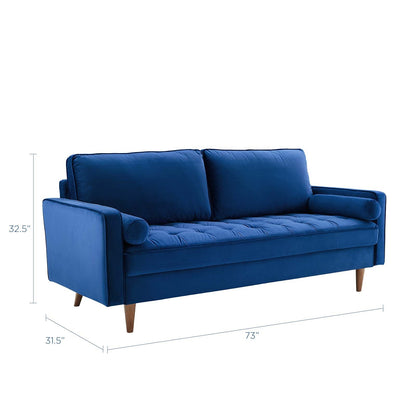 Modway Furniture Valour Modern Velvet Sofa - Stylish Mid-Century Design with Stain-Resistant Fabric & Pocket Coils