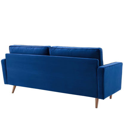 Modway Furniture Valour Modern Velvet Sofa - Stylish Mid-Century Design with Stain-Resistant Fabric & Pocket Coils