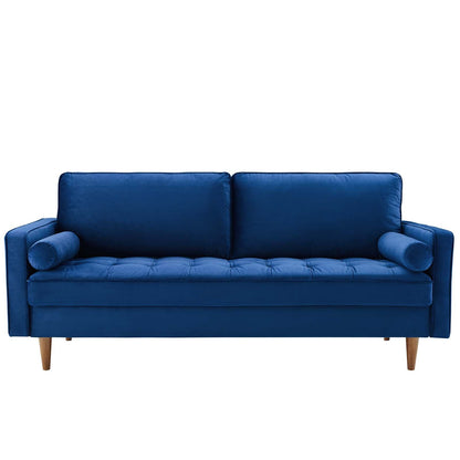 Modway Furniture Valour Modern Velvet Sofa - Stylish Mid-Century Design with Stain-Resistant Fabric & Pocket Coils