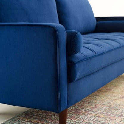 Modway Furniture Valour Modern Velvet Sofa - Stylish Mid-Century Design with Stain-Resistant Fabric & Pocket Coils