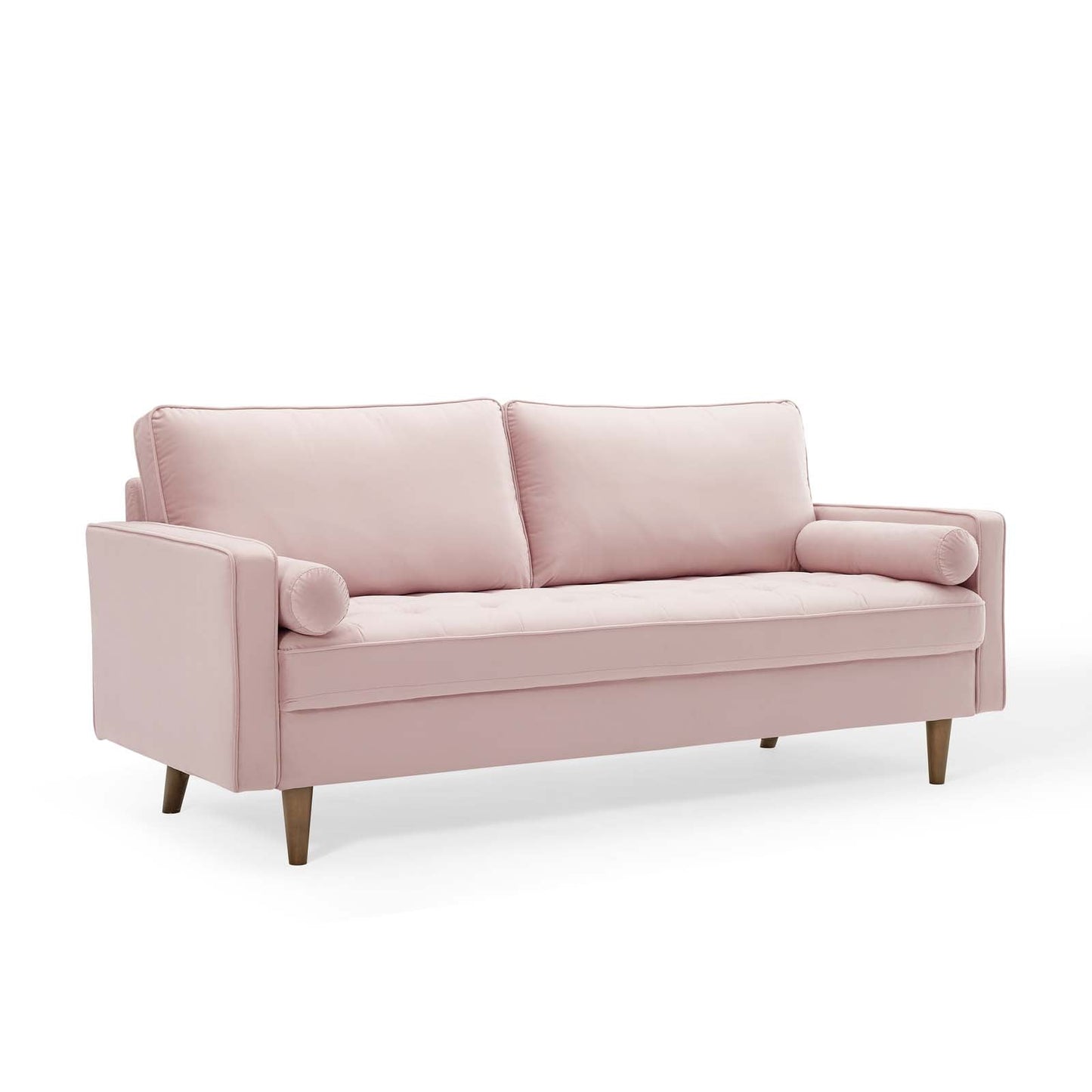 Modway Furniture Valour Modern Velvet Sofa - Stylish Mid-Century Design with Stain-Resistant Fabric & Pocket Coils