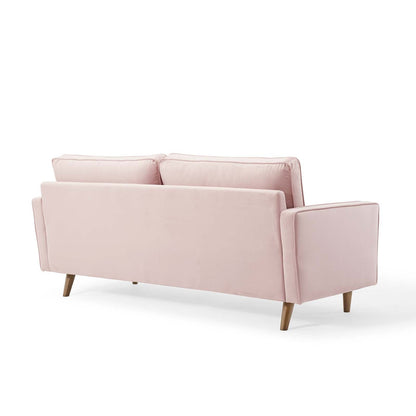Modway Furniture Valour Modern Velvet Sofa - Stylish Mid-Century Design with Stain-Resistant Fabric & Pocket Coils
