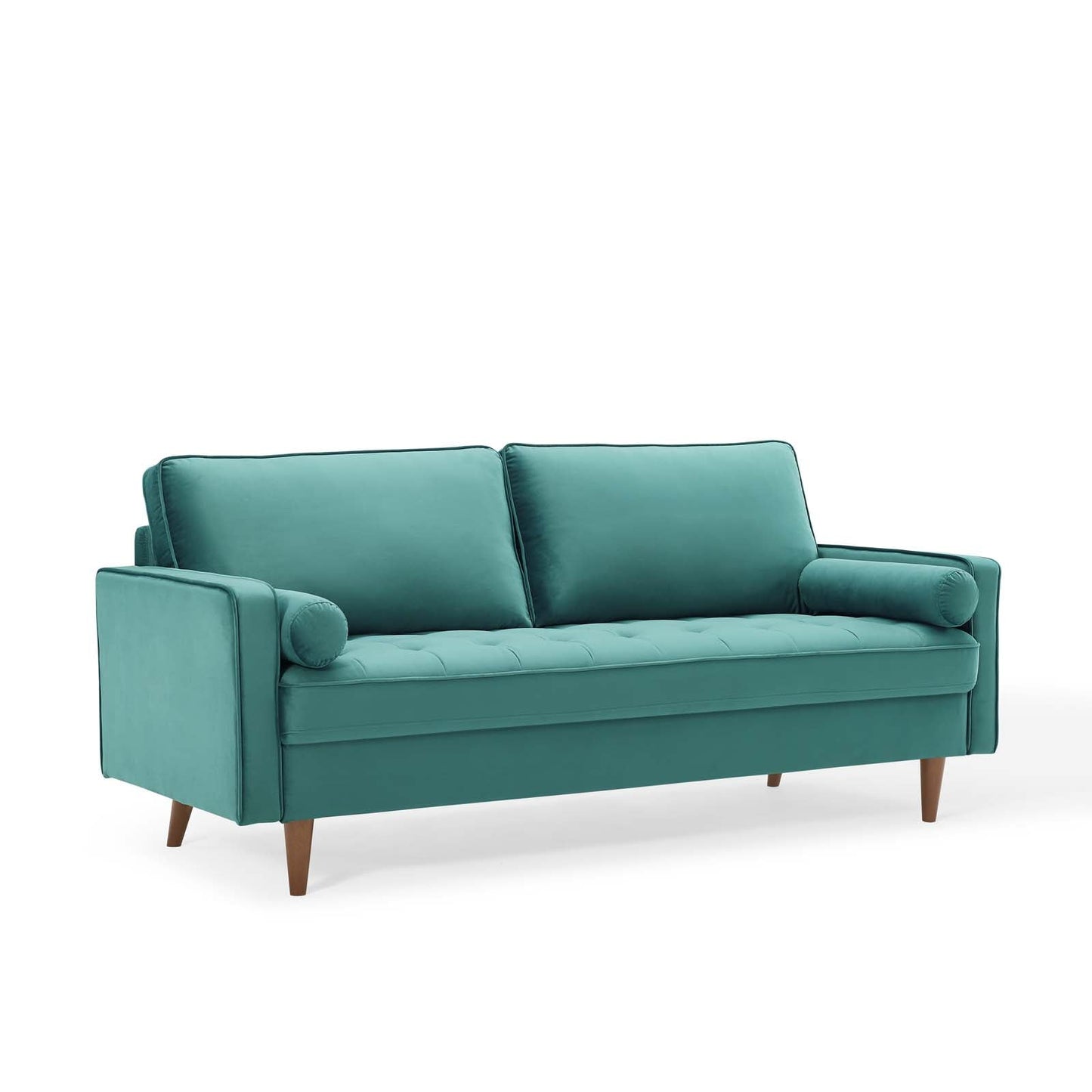 Modway Furniture Valour Modern Velvet Sofa - Stylish Mid-Century Design with Stain-Resistant Fabric & Pocket Coils