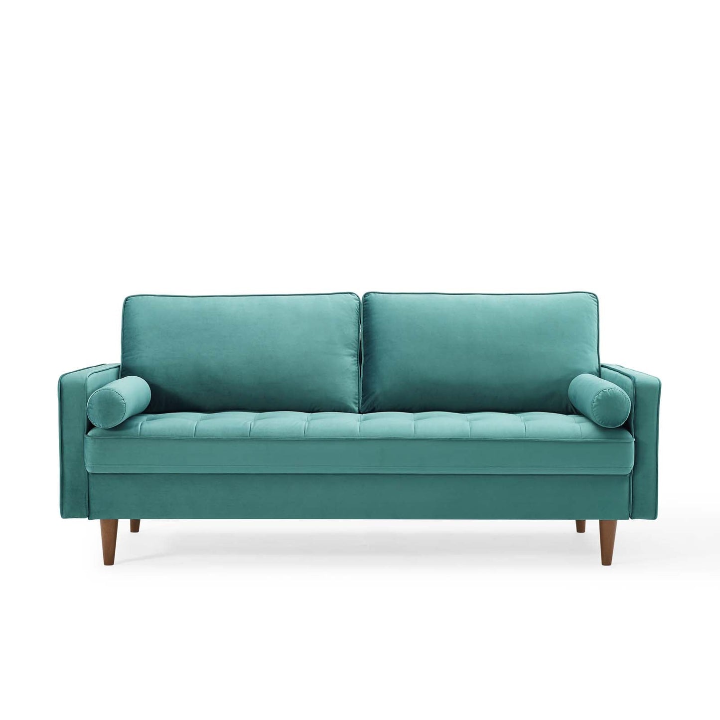 Modway Furniture Valour Modern Velvet Sofa - Stylish Mid-Century Design with Stain-Resistant Fabric & Pocket Coils