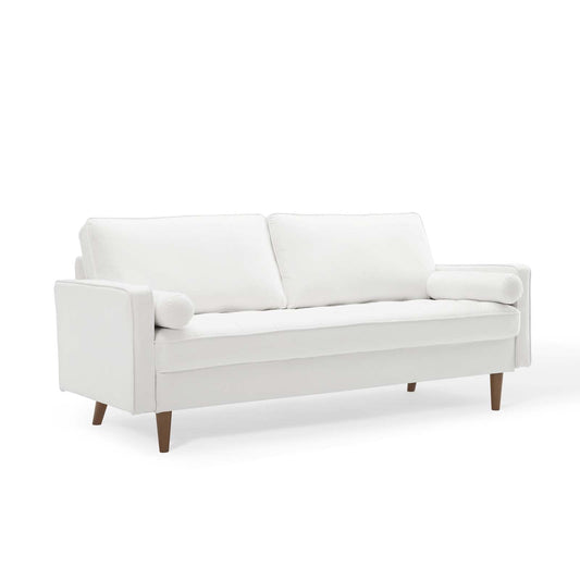 Modway Furniture Valour Modern Velvet Sofa - Stylish Mid-Century Design with Stain-Resistant Fabric & Pocket Coils