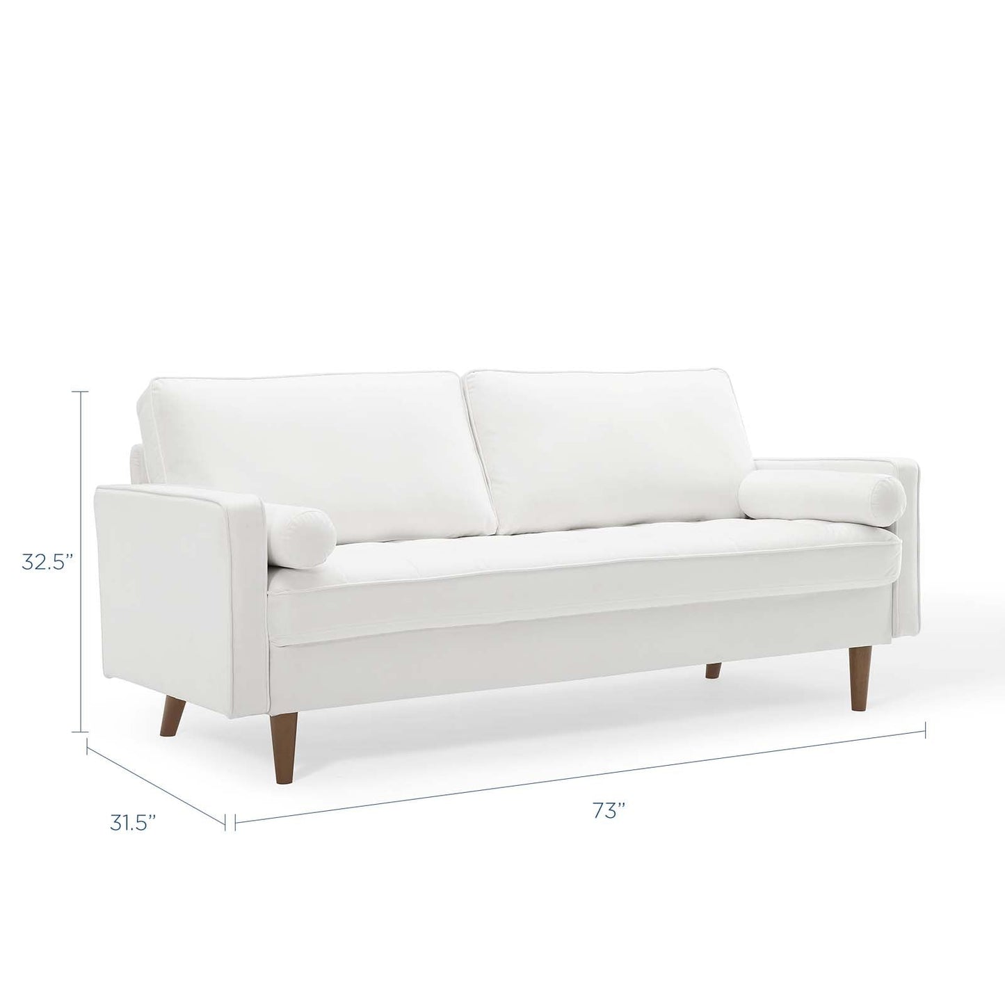 Modway Furniture Valour Modern Velvet Sofa - Stylish Mid-Century Design with Stain-Resistant Fabric & Pocket Coils