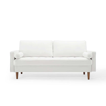 Modway Furniture Valour Modern Velvet Sofa - Stylish Mid-Century Design with Stain-Resistant Fabric & Pocket Coils