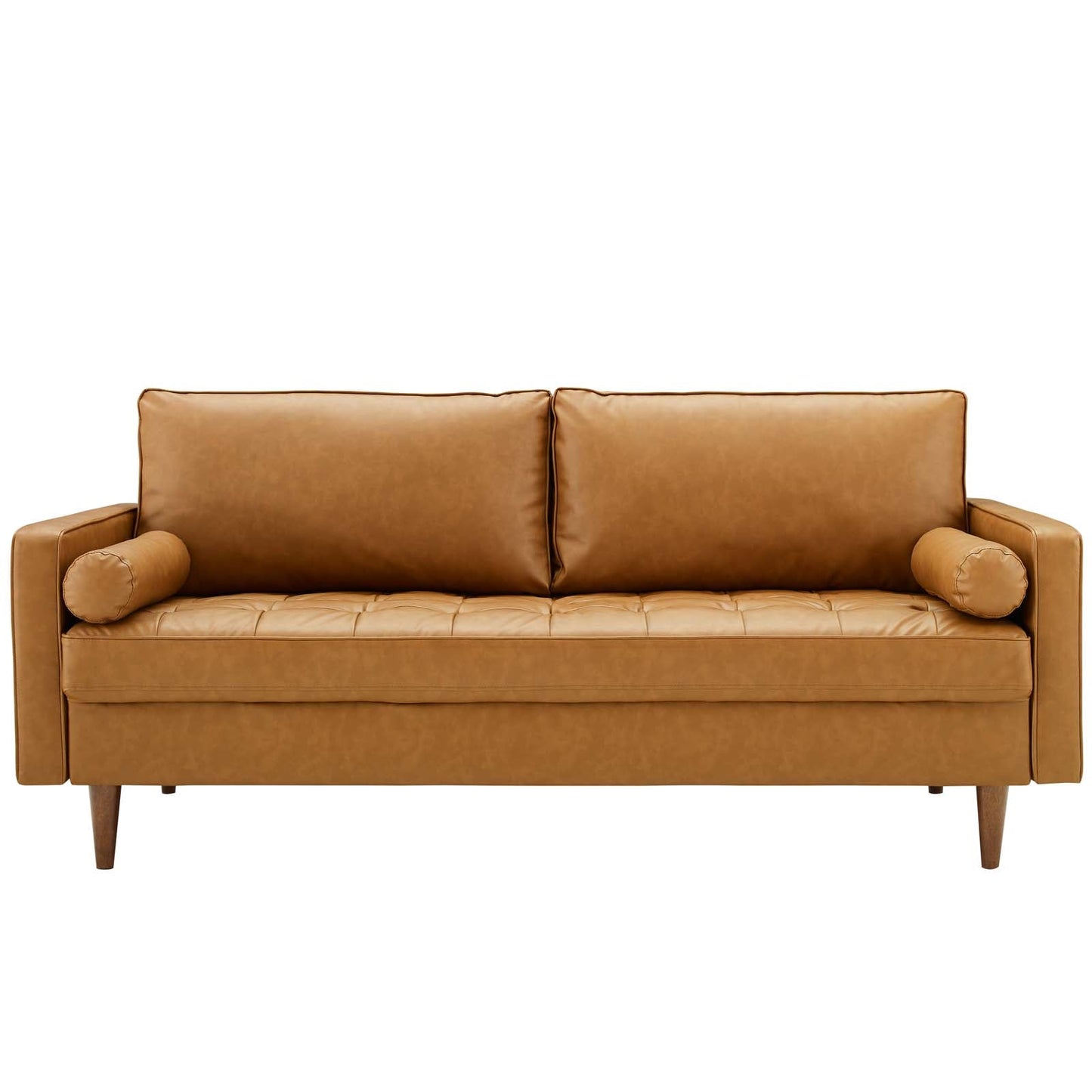 Modway Furniture Valour Mid-Century Sofa - Stylish Faux Leather, Dense Foam Padding & Easy Ship Box for Homes