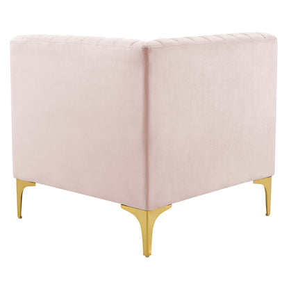 Modway Furniture Triumph Channel Tufted Velvet Corner Chair – Luxe Retro Modern Design for Stylish Living Spaces