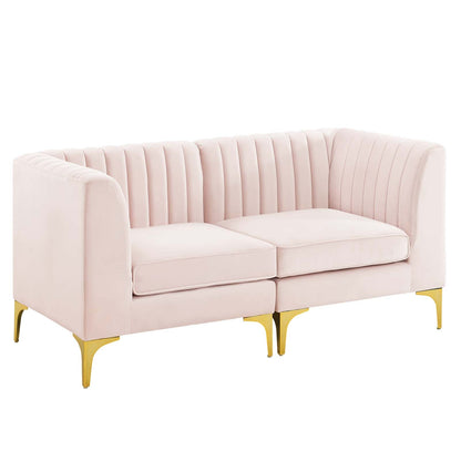 Modway Furniture Triumph Channel Tufted Performance Velvet Loveseat - Retro Modern Glam, Stain-Resistant, Luxurious Comfort