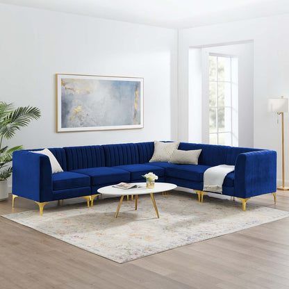 Modway Furniture Triumph Channel Tufted Performance Velvet Sectional Sofa - Luxurious Design & Comfort for Any Space