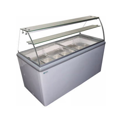 Excellence Industries - HBG-12HC, 70" Commercial Glass Door Ice Cream Dipping Cabinet Freezer (12) 5 Liter Pan 20 cu.ft. - HBG-12HC