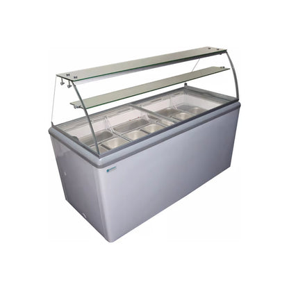 Excellence Industries - HBG-9HC, 51" Commercial Glass Door Ice Cream Dipping Cabinet Freezer (9) 5 Liter Pan 13.8 cu.ft. - HBG-9HC