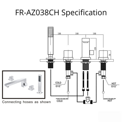 Anzzi Vernal 2-Handle Deck-Mount Roman Tub Faucet FR-AZ038CH - FR-AZ038CH