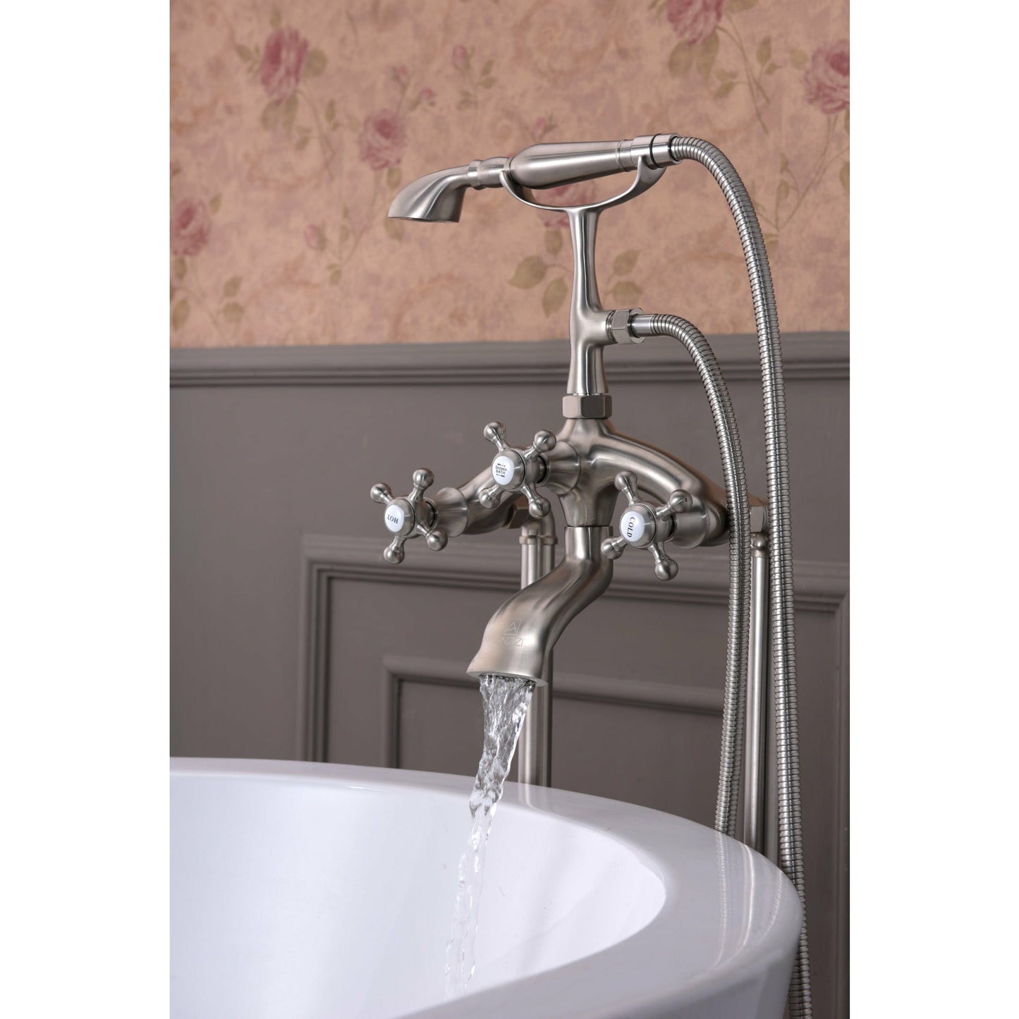Anzzi Tugela 3-Handle Claw Foot Tub Faucet with Hand Shower FS-AZ0052 - FS-AZ0052BN