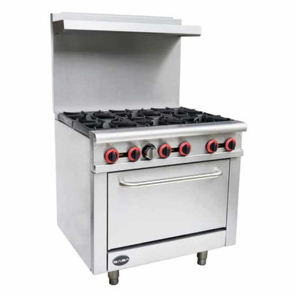 Saba - GR-36, Commercial 36" Oven Range 6 Burners Natural Gas - GR-36