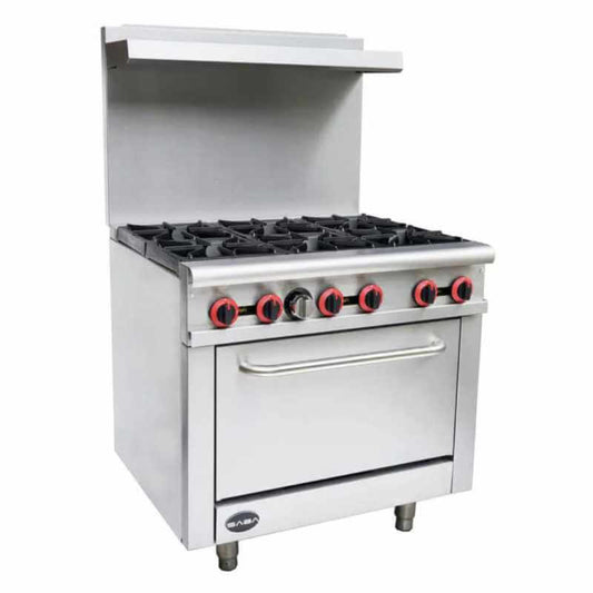 Saba - GR-36, Commercial 36" Oven Range 6 Burners Natural Gas - GR-36