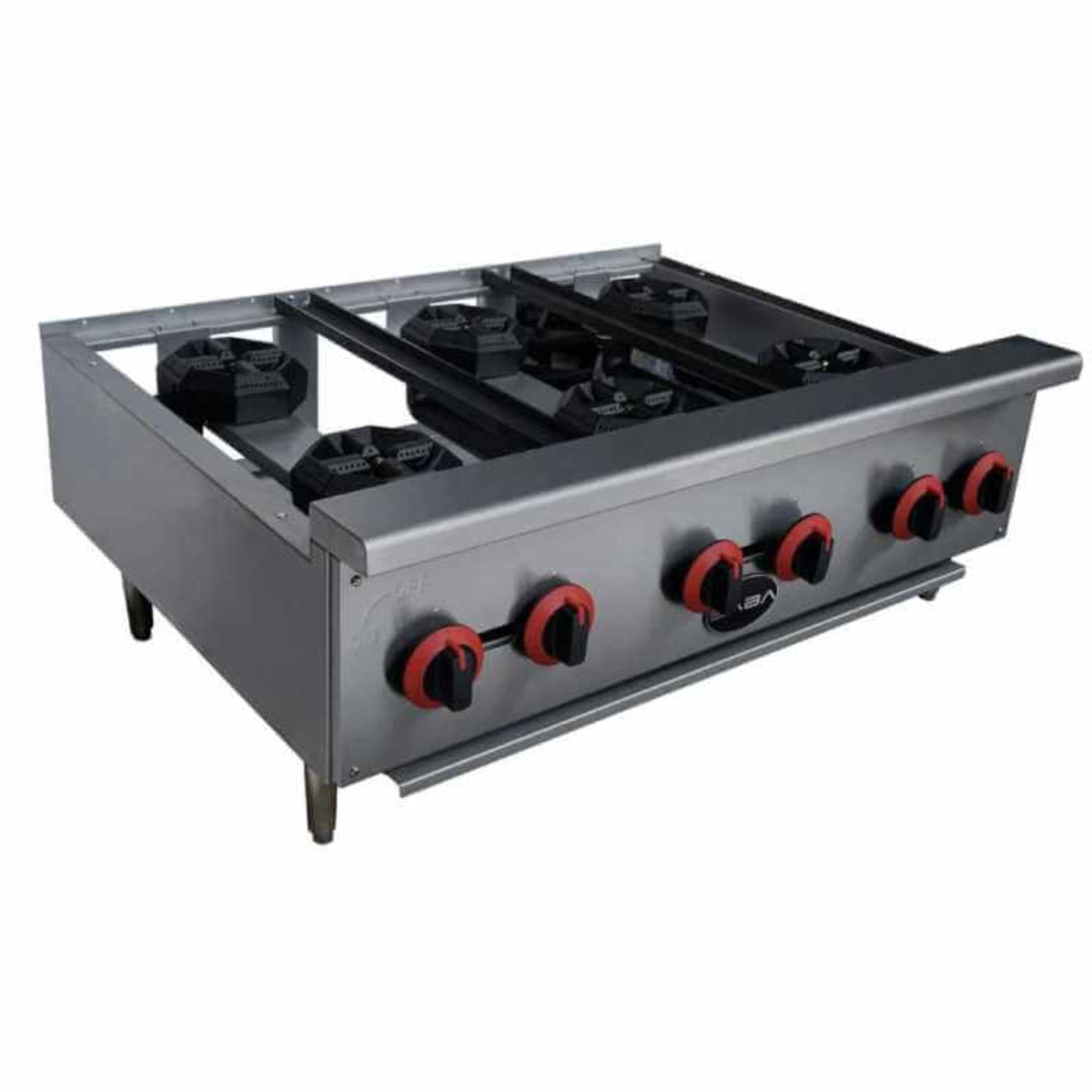 Saba - HP-6 Commercial 36" 6 Burner Hotplate Cooktop Natural Gas/Liquid Propane - HP-6