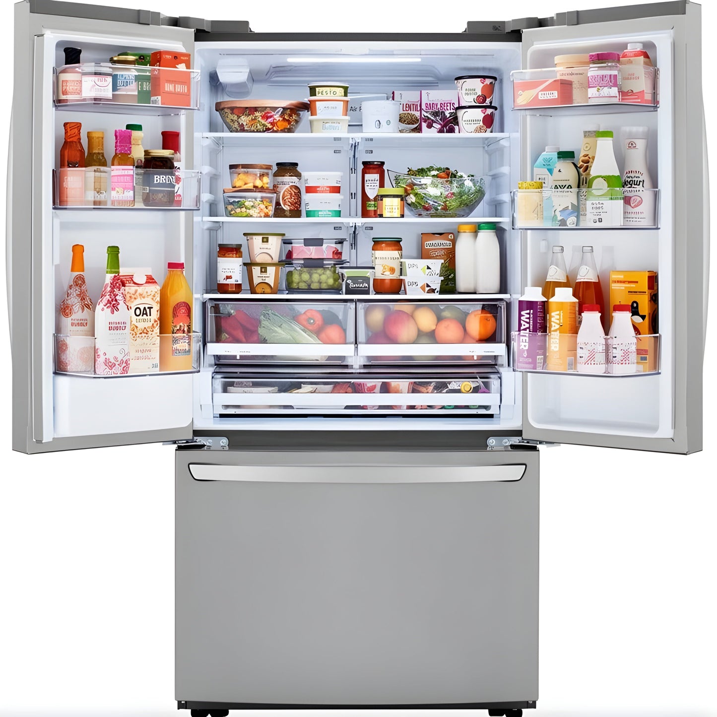 LG 36 in. French Door Refrigerator with Slim Design Water Dispenser in Stainless Steel 29 Cu. Ft. (LRFWS2906V)