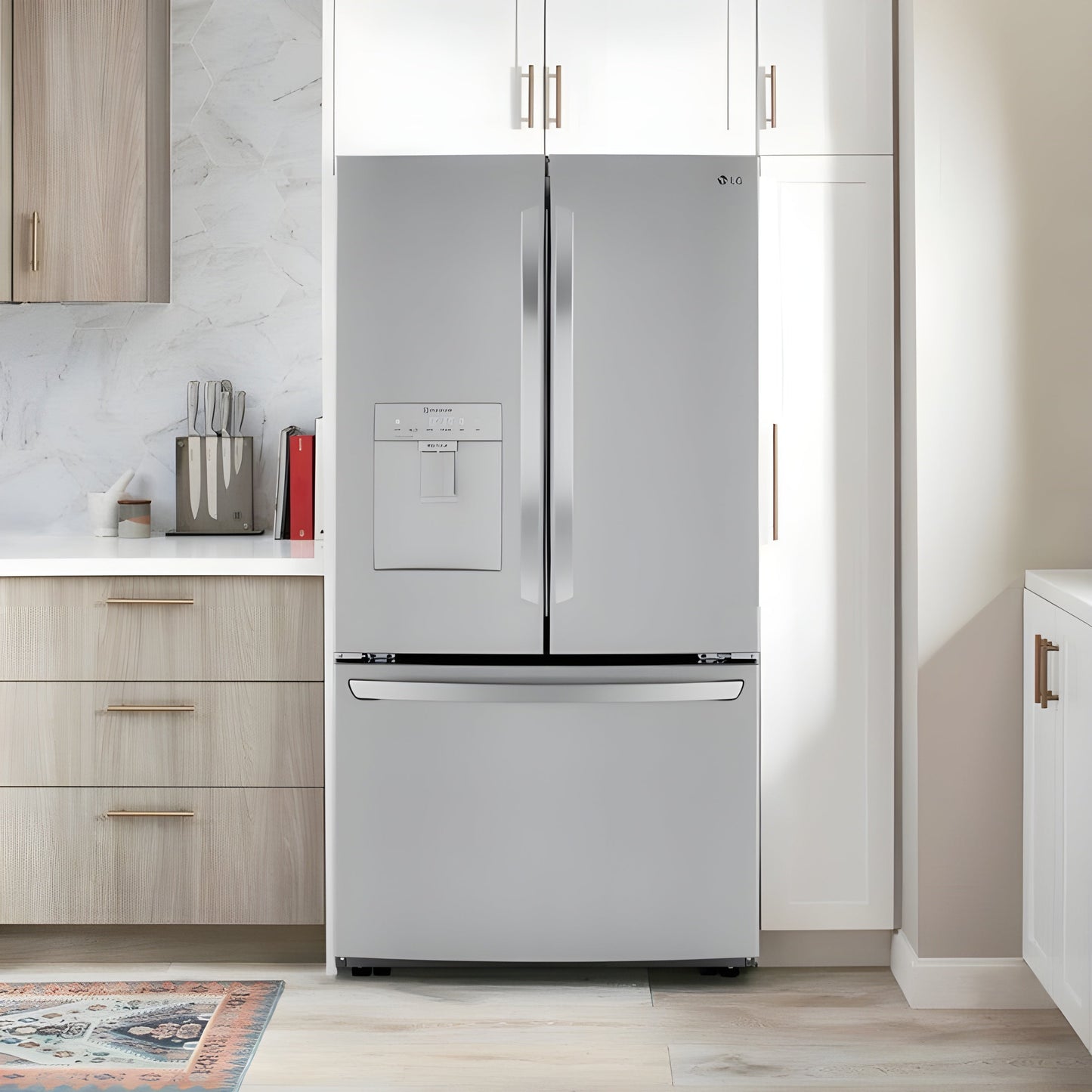 LG 36 in. French Door Refrigerator with Slim Design Water Dispenser in Stainless Steel 29 Cu. Ft. (LRFWS2906V)